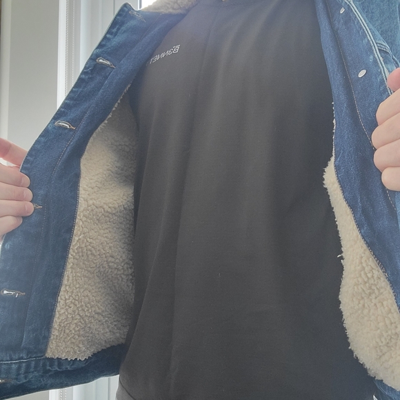 Mens Sheep skin lined Jean Jacket - Picture 7 of 9